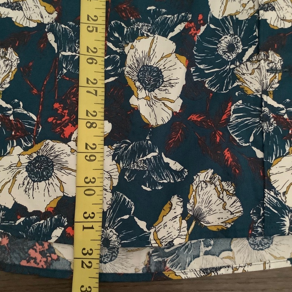 Duluth‎ Trading Co Womens Floral Poppy Button Front Tunic Top Teal Blue Large - Picture 15 of 15